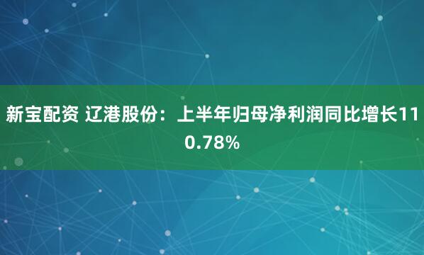 新宝配资 辽港股份：上半年归母净利润同比增长110.78%